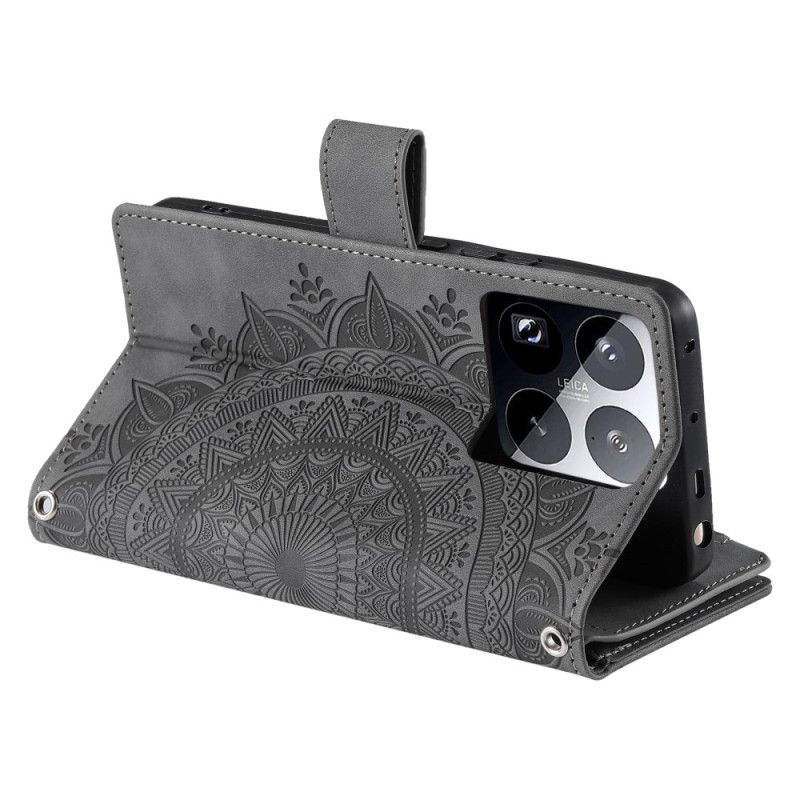 Δερματινη Θηκη Xiaomi 15 Pro Πορτοφόλι Με Εφέ Σουέτ Mandala