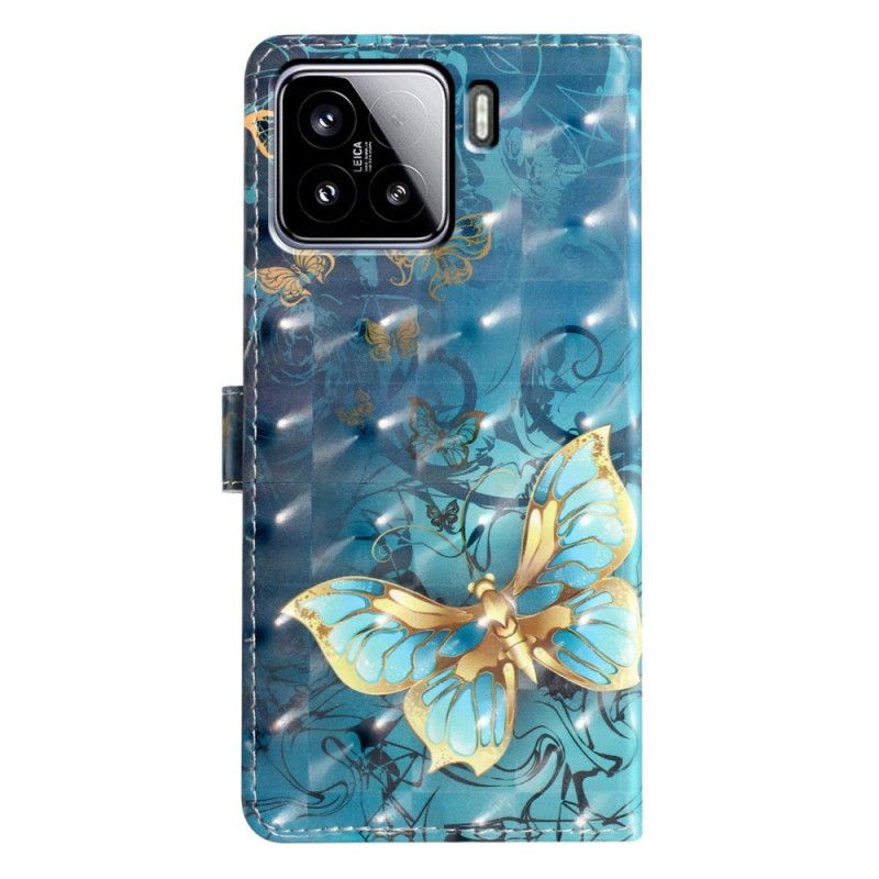 Δερματινη Θηκη Xiaomi 15 Τρισδιάστατες Πεταλούδες Σιλικόνης