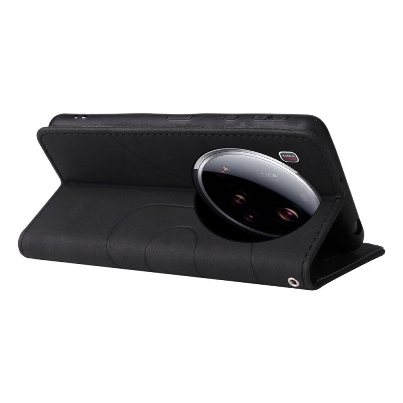 Δερματινη Θηκη Xiaomi 15 Ultra Δίχρωμες Κυματιστές Γραμμές Σιλικόνης