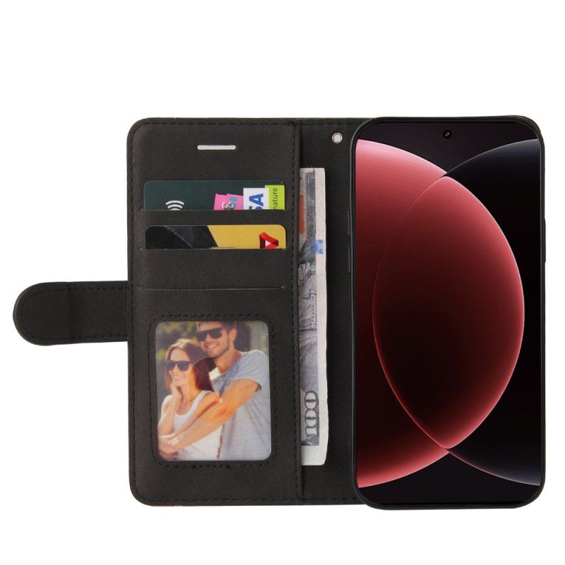 Δερματινη Θηκη Xiaomi 15 Ultra Δίχρωμες Κυματιστές Γραμμές Σιλικόνης