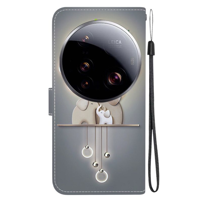 Δερματινη Θηκη Xiaomi 15 Ultra Ελέφαντας Με Μοτίβο Σιλικόνης