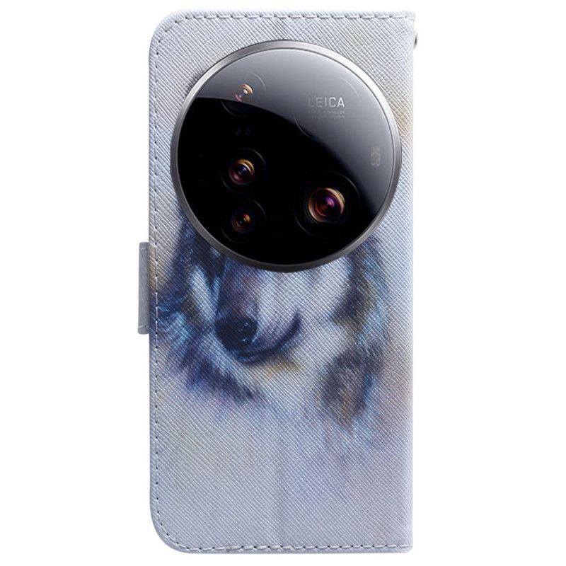 Δερματινη Θηκη Xiaomi 15 Ultra Λύκος Σε Ακουαρέλα