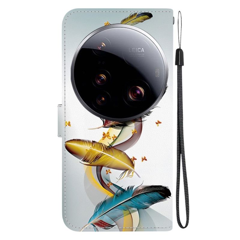 Δερματινη Θηκη Xiaomi 15 Ultra Πολύχρωμα Φτερά Σιλικόνης