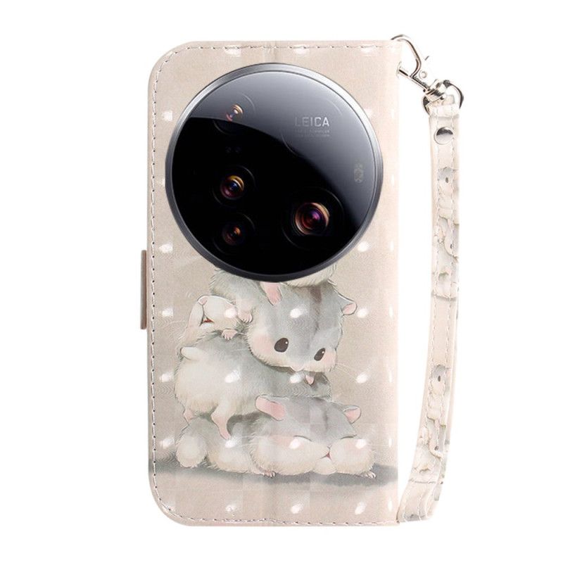 Δερματινη Θηκη Xiaomi 15 Ultra Χάμστερ Με Κορδόνι Σιλικόνης