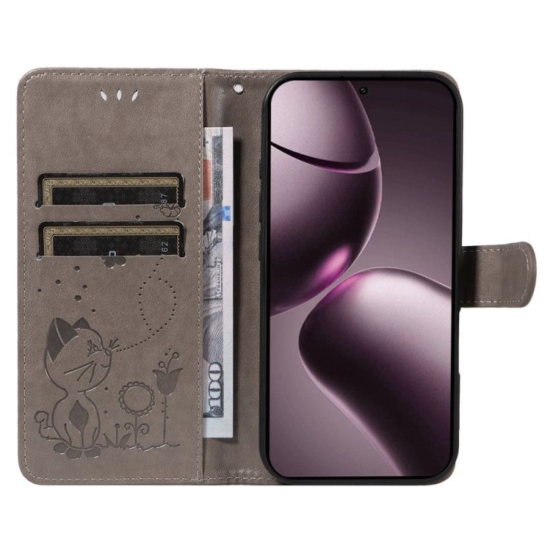 Δερματινη Θηκη Xiaomi 15t Γάτα Και Μέλισσα