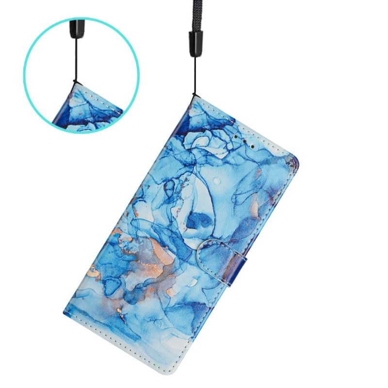 Δερματινη Θηκη Xiaomi 15t Μπλε Μάρμαρο Σιλικόνης
