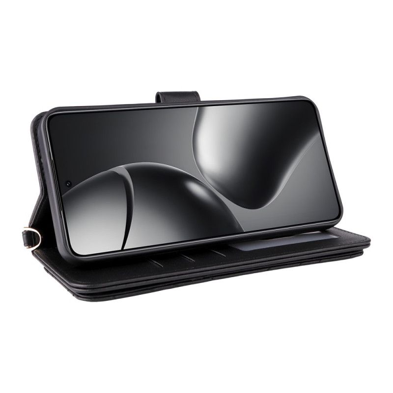 Δερματινη Θηκη Xiaomi 15t Pro Καπιτονέ Με Λουράκι Και Λουράκι Καρπού