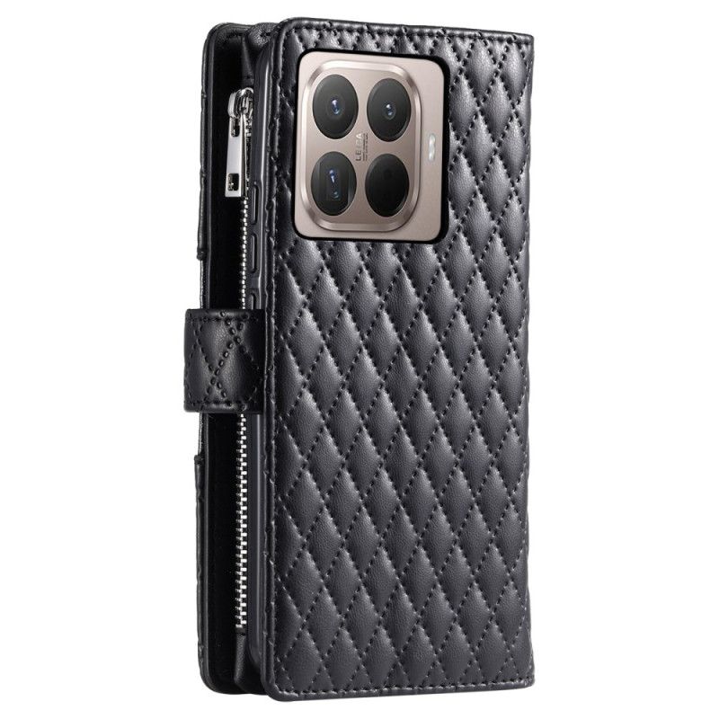 Δερματινη Θηκη Xiaomi 15t Pro Καπιτονέ Με Τσέπη Με Φερμουάρ Σιλικόνης