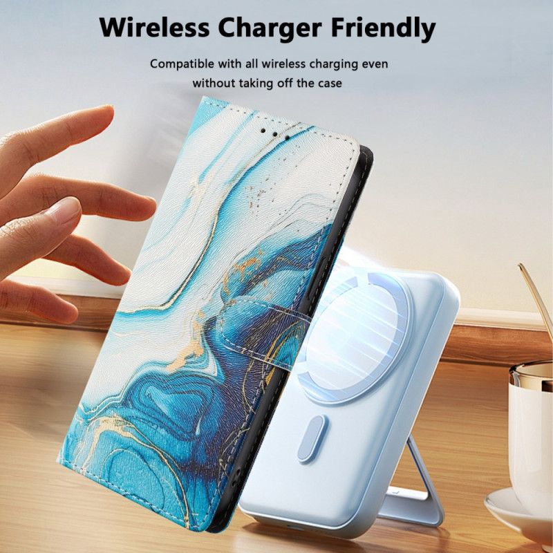 Δερματινη Θηκη Xiaomi 15t Pro Μπλε Μάρμαρο