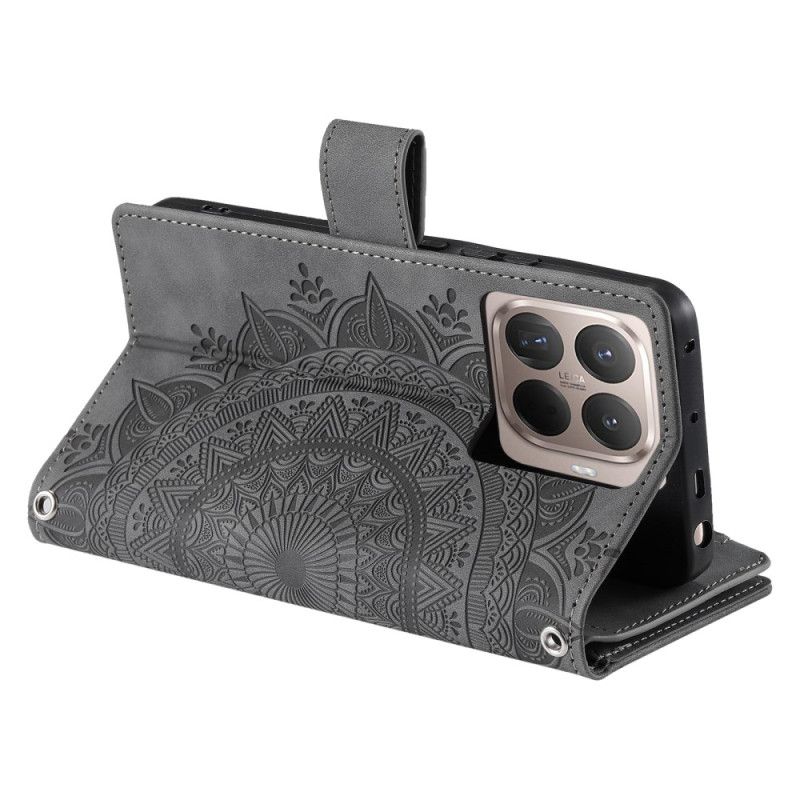 Δερματινη Θηκη Xiaomi 15t Pro Πορτοφόλι Με Εφέ Σουέτ Mandala