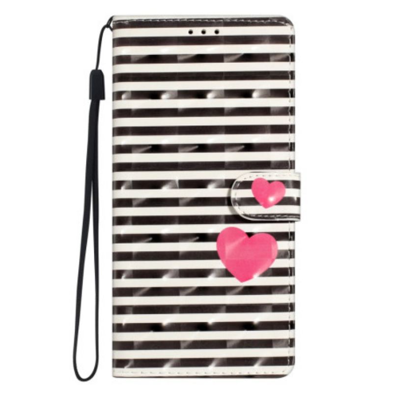 Δερματινη Θηκη Xiaomi 15t Pro Ρίγες Και Καρδιά