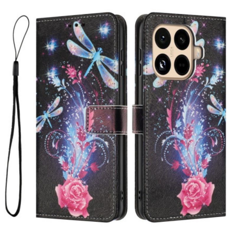 Δερματινη Θηκη Xiaomi 15t Pro Τριαντάφυλλο Και Λιβελούλες