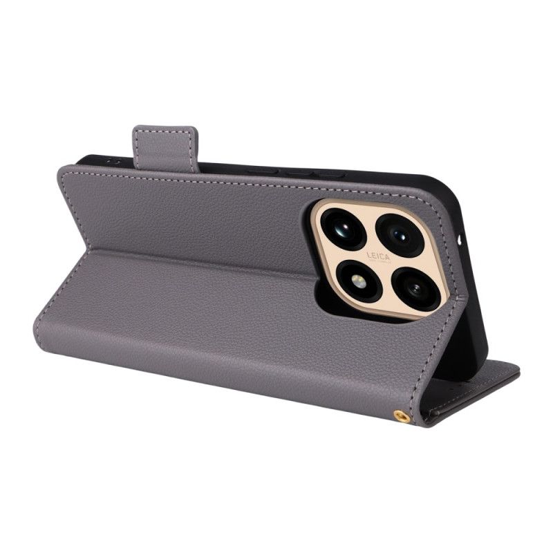 Δερματινη Θηκη Xiaomi 15t Τεχνητό Δέρμα Με Λουράκι Σιλικόνης