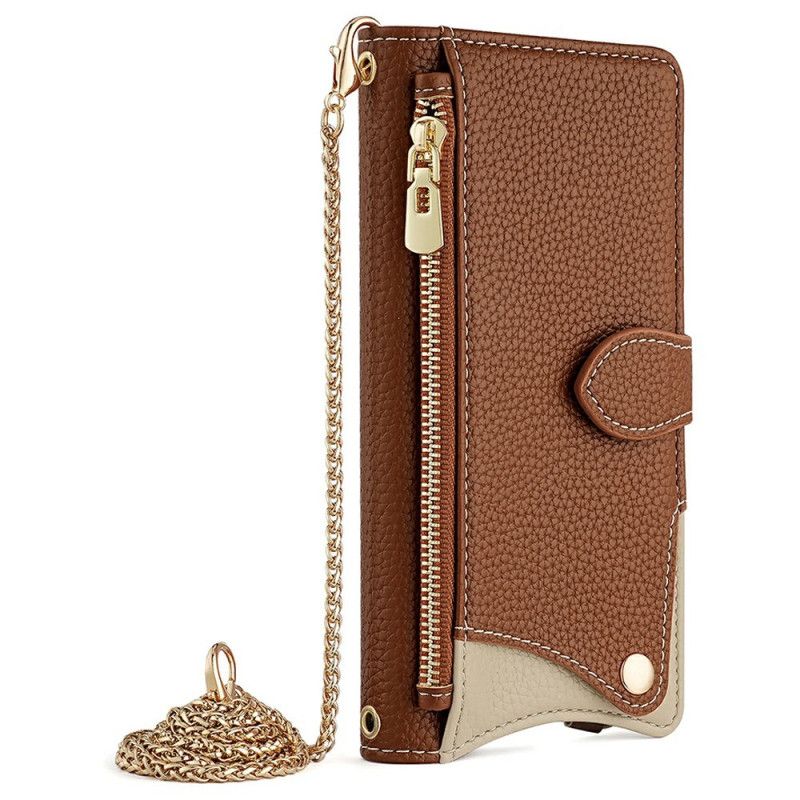 Δερματινη Θηκη Xiaomi 17 Λουράκι Ώμου Με Καθρέφτη Και Αλυσίδα Σιλικόνης