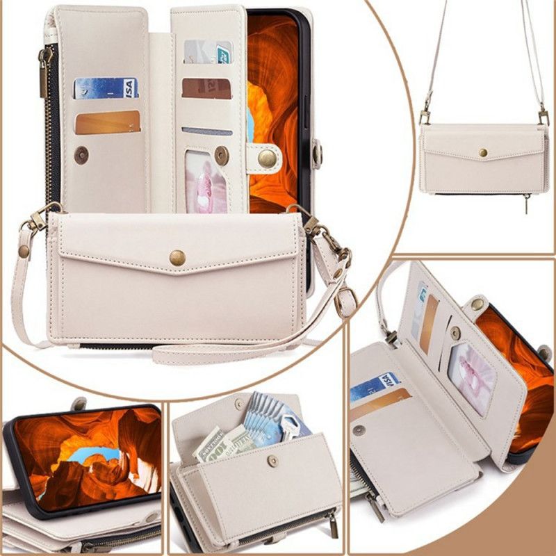 Δερματινη Θηκη Xiaomi 17 Πορτοφόλι Με Λουράκι Ώμου Και Κορδόνι Σιλικόνης