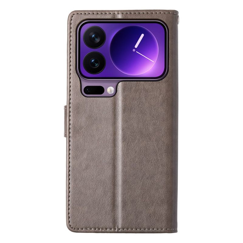 Δερματινη Θηκη Xiaomi 17 Pro Λουλουδάτο Σχέδιο Πεταλούδας Σιλικόνης