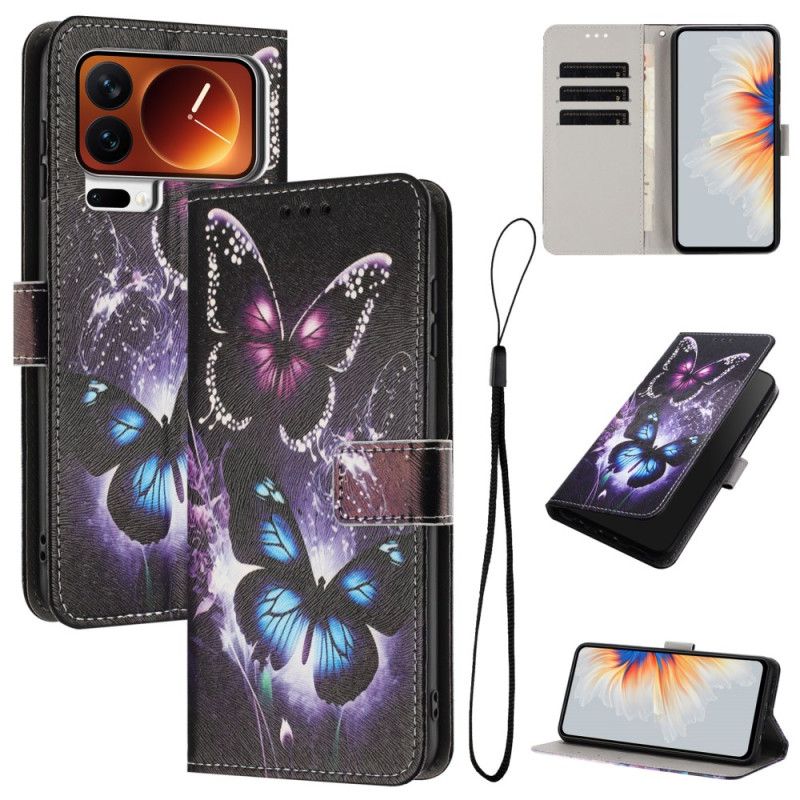 Δερματινη Θηκη Xiaomi 17 Pro Max Δύο Πεταλούδες Σιλικόνης