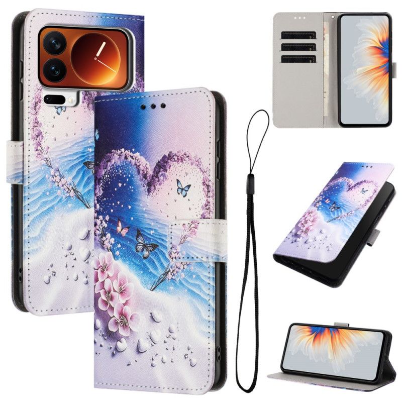 Δερματινη Θηκη Xiaomi 17 Pro Max Καρδιά Με Πεταλούδες Σιλικόνης