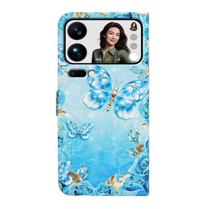 Δερματινη Θηκη Xiaomi 17 Pro Max Πεταλούδες Και Διαμάντια