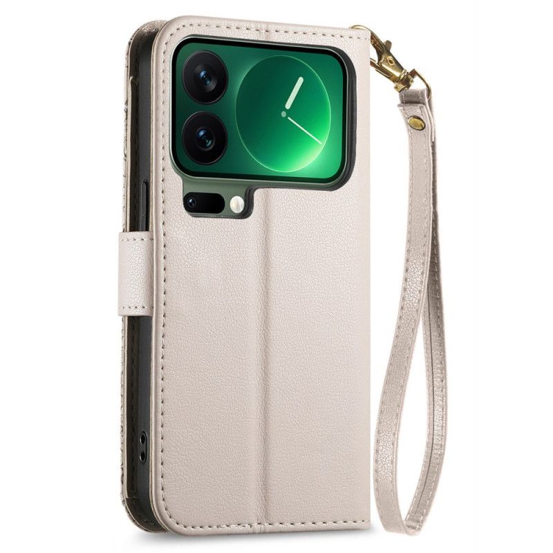 Δερματινη Θηκη Xiaomi 17 Pro Σχέδιο Με Λουλούδια Και Φύλλα Σιλικόνης