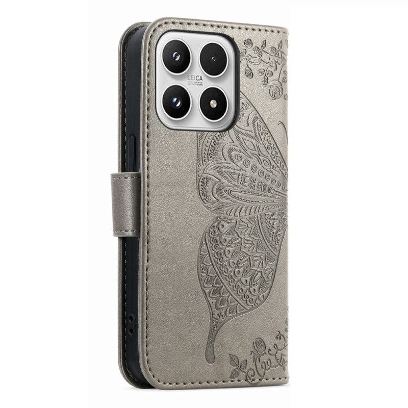 Δερματινη Θηκη Xiaomi 17 Τρισδιάστατη Πεταλούδα Και Στρας