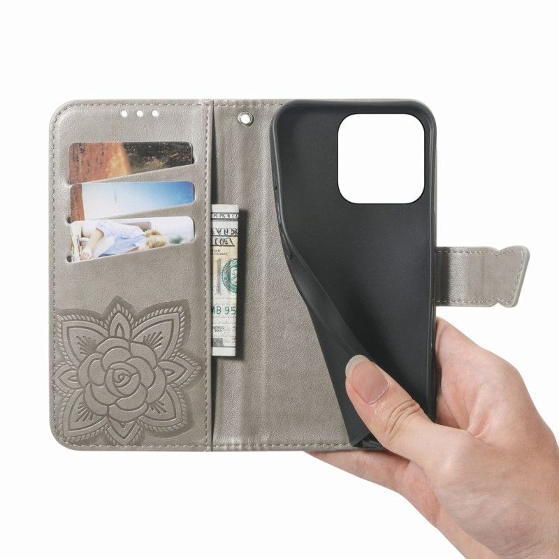 Δερματινη Θηκη Xiaomi 17 Τρισδιάστατη Πεταλούδα Και Στρας