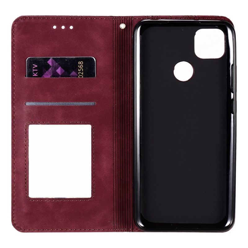 δερματινη θηκη Xiaomi Redmi 9C Κόκκινο Μπαρόκ Λουλούδια Πρωτότυπος