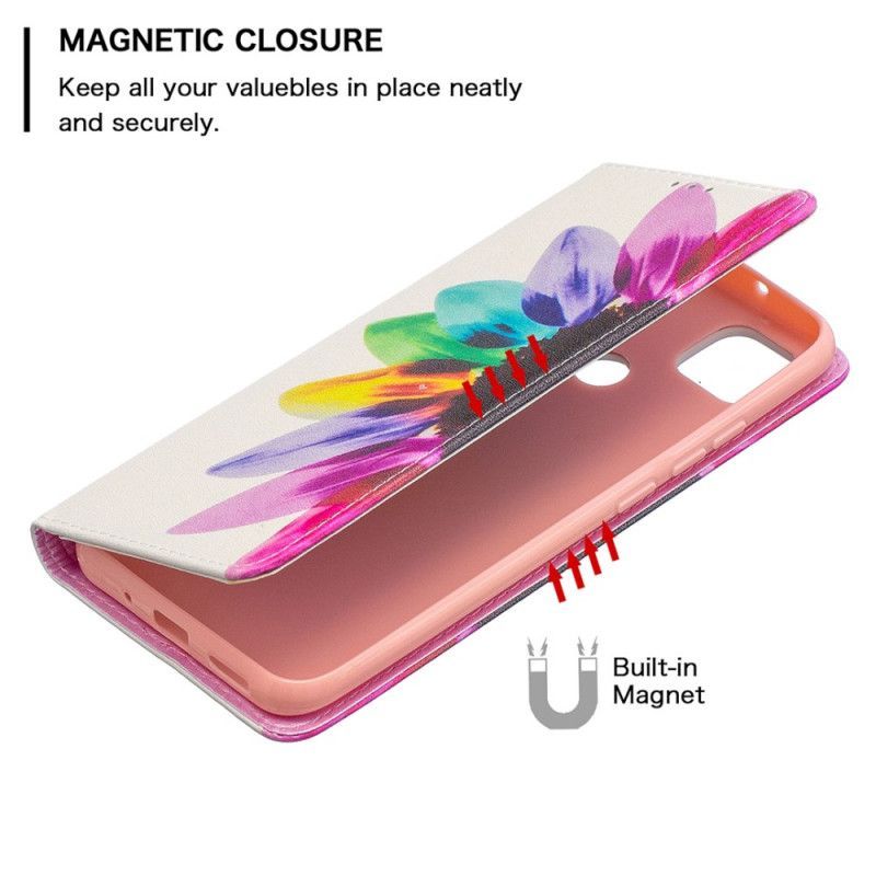 δερματινη θηκη Xiaomi Redmi 9C Λουλούδι Ακουαρέλας