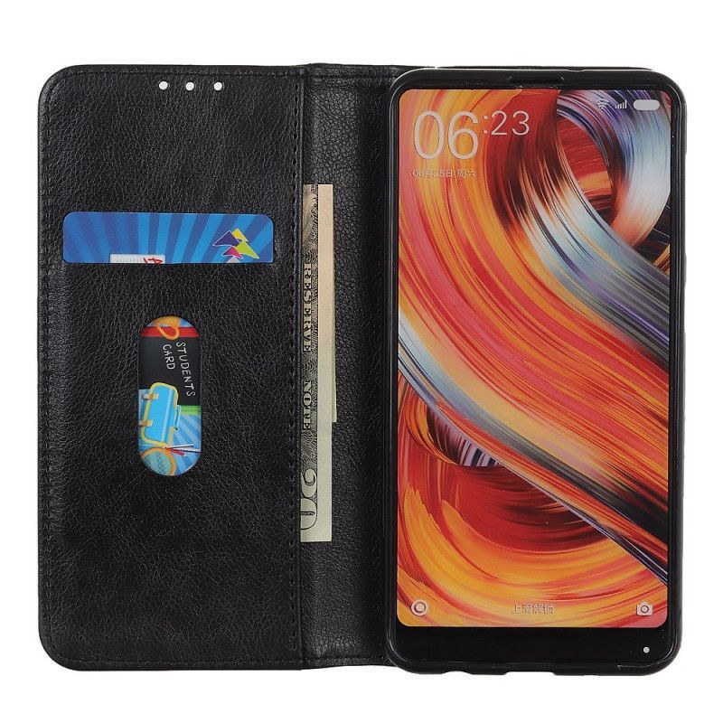 δερματινη θηκη Xiaomi Redmi 9C Μαύρο Γούρι Από Σπαστό Δέρμα Λίτσι