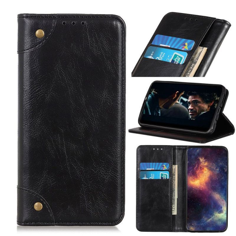 δερματινη θηκη Xiaomi Redmi 9C Μαύρο Vintage Σπαστά Δερμάτινα Πριτσίνια