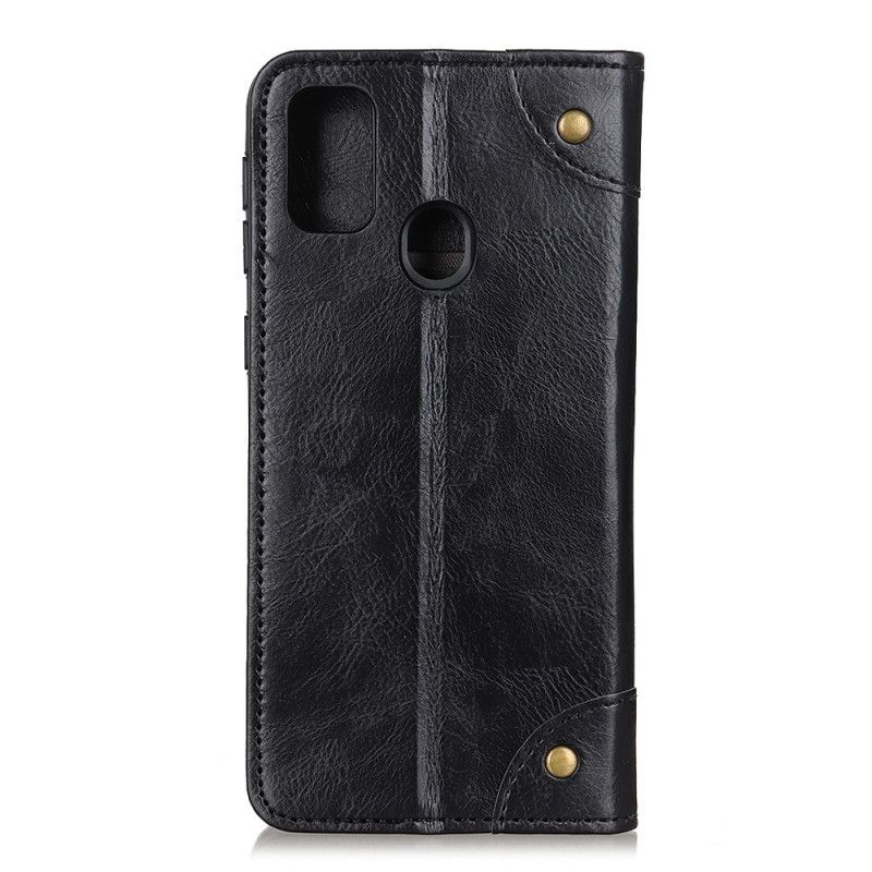 δερματινη θηκη Xiaomi Redmi 9C Μαύρο Vintage Σπαστά Δερμάτινα Πριτσίνια