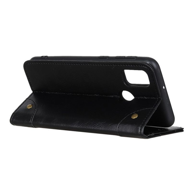 δερματινη θηκη Xiaomi Redmi 9C Μαύρο Vintage Σπαστά Δερμάτινα Πριτσίνια