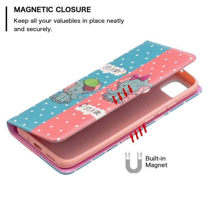 δερματινη θηκη Xiaomi Redmi 9C Μωρά Ελέφαντες σιλικόνης
