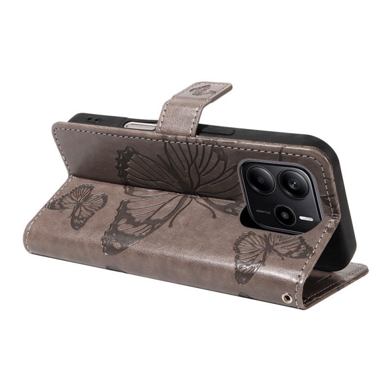 Δερματινη Θηκη Xiaomi Redmi Note 14 4g Γιγάντιες Πεταλούδες Σιλικόνης