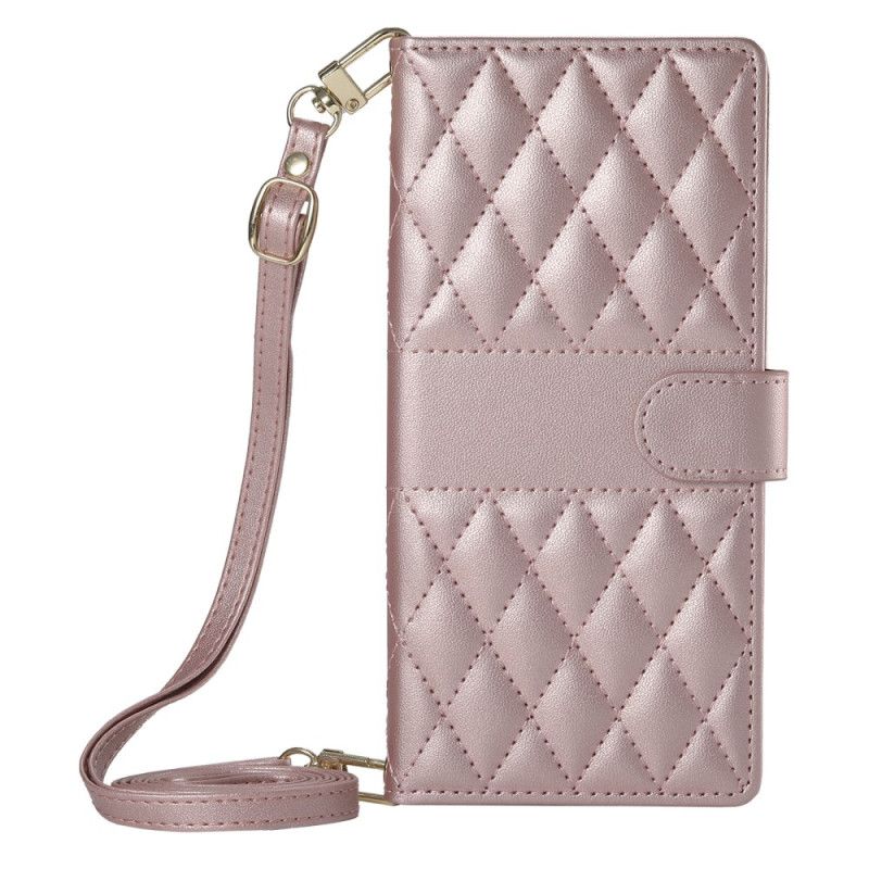 Δερματινη Θηκη Xiaomi Redmi Note 14 4g Καπιτονέ Με Λουρί Και Λουρί Ώμου