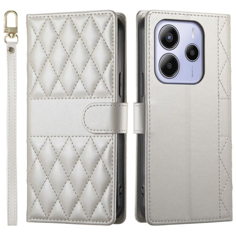 Δερματινη Θηκη Xiaomi Redmi Note 14 4g Καπιτονέ Με Λουρί Και Λουρί Ώμου