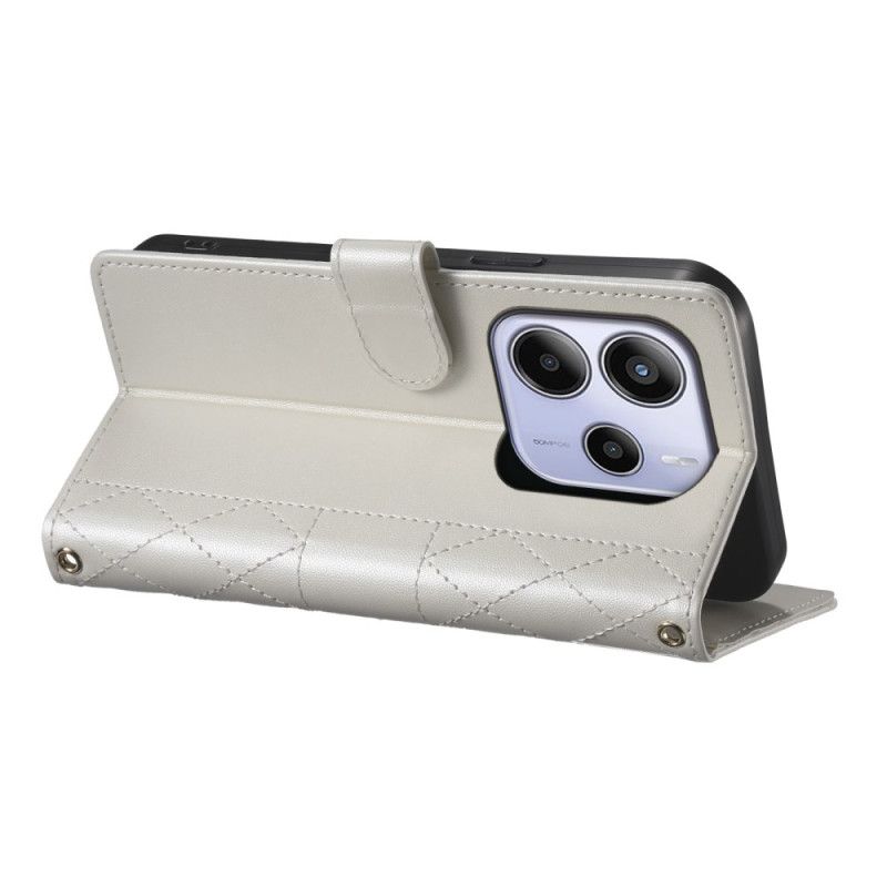 Δερματινη Θηκη Xiaomi Redmi Note 14 4g Καπιτονέ Με Λουρί Και Λουρί Ώμου