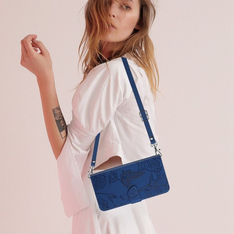 Δερματινη Θηκη Xiaomi Redmi Note 14 4g Λουράκι Ώμου Με Εκτύπωση Πεταλούδας