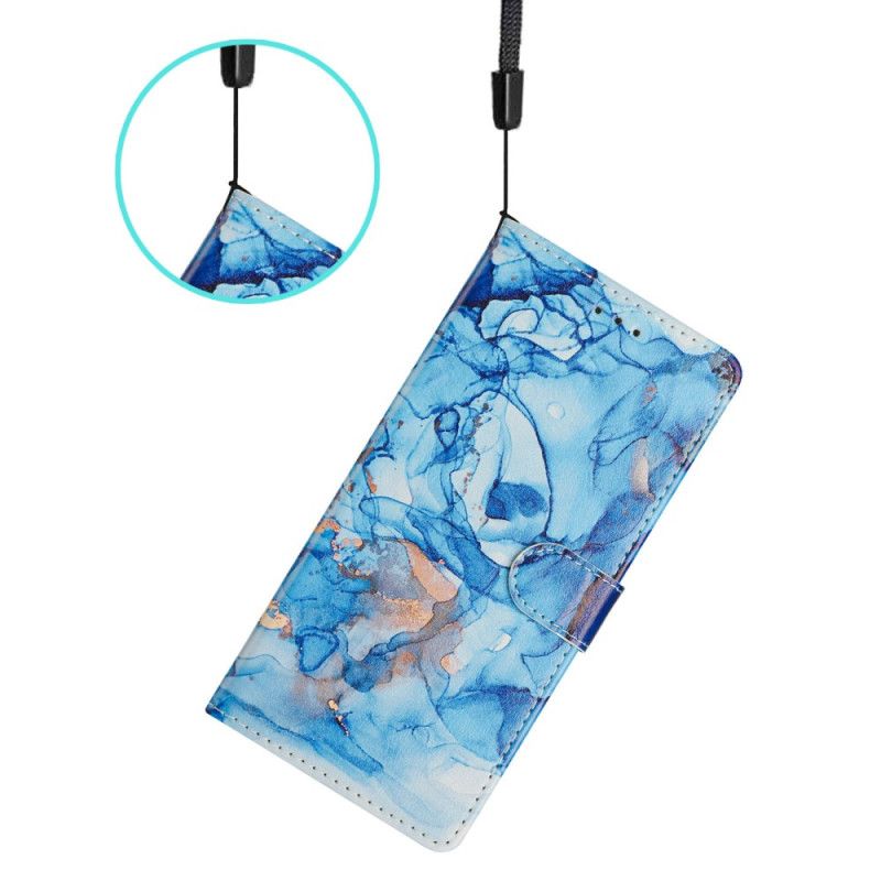Δερματινη Θηκη Xiaomi Redmi Note 14 4g Μπλε Μάρμαρο Σιλικόνης