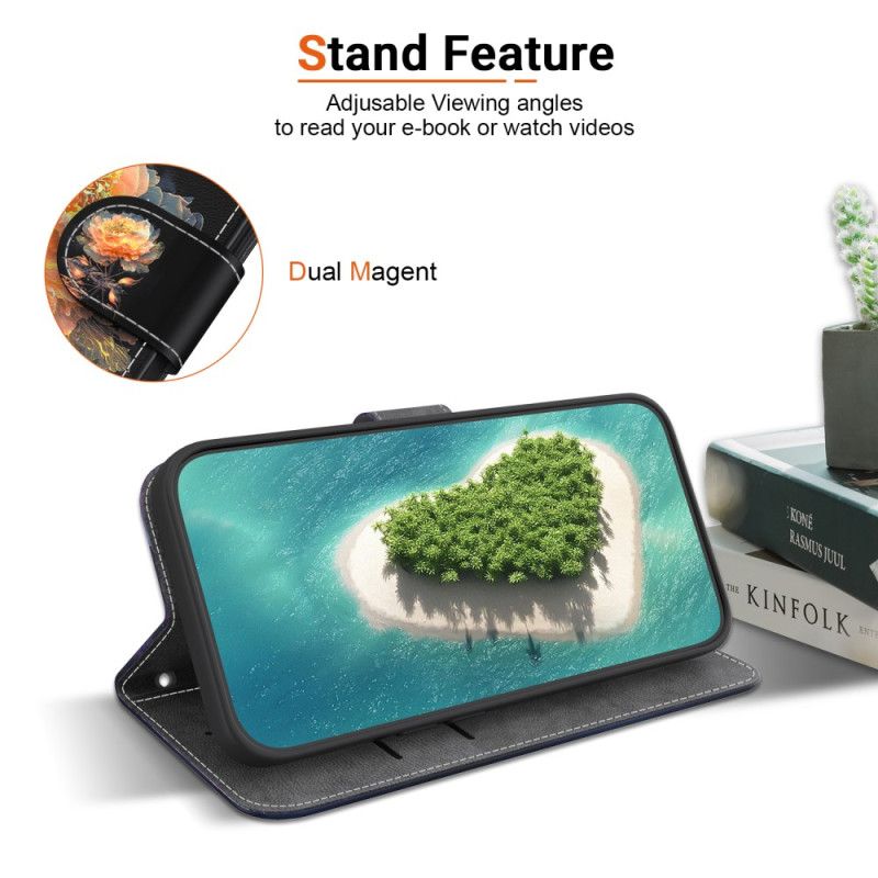 Δερματινη Θηκη Xiaomi Redmi Note 14 4g Πορτοκαλί Παιώνια