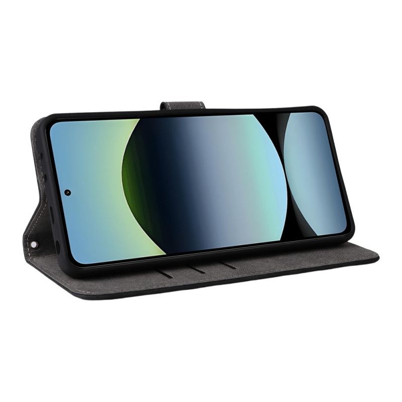 Δερματινη Θηκη Xiaomi Redmi Note 14 4g Προστασία Rfid Εφέ Σουέτ Με Λουρί Σιλικόνης