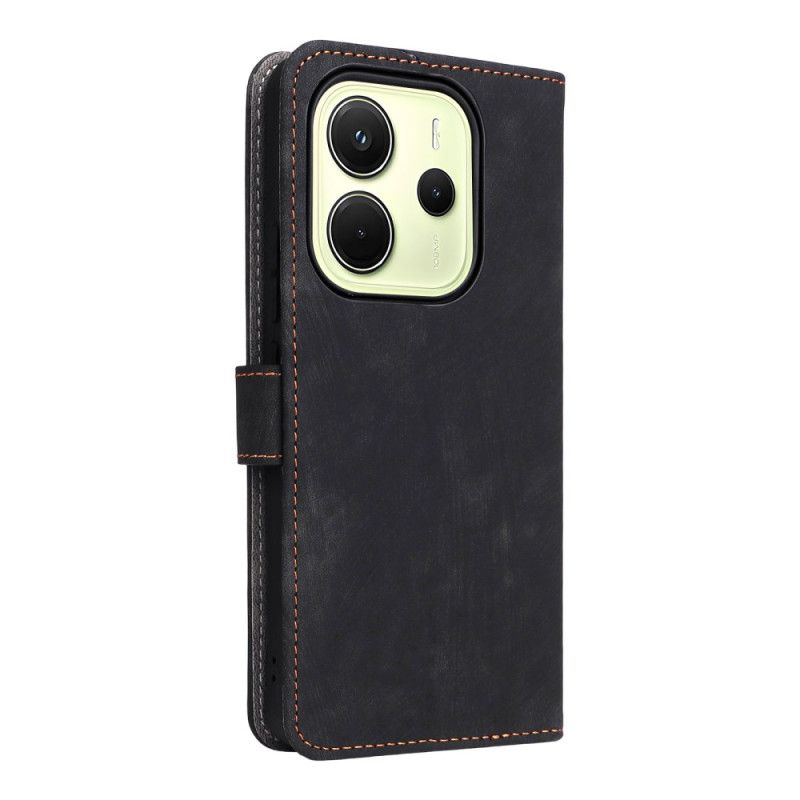 Δερματινη Θηκη Xiaomi Redmi Note 14 4g Προστασία Rfid Εφέ Σουέτ Με Λουρί Σιλικόνης