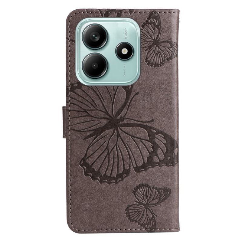 Δερματινη Θηκη Xiaomi Redmi Note 14 5g Γιγάντιες Πεταλούδες Με Λουράκι