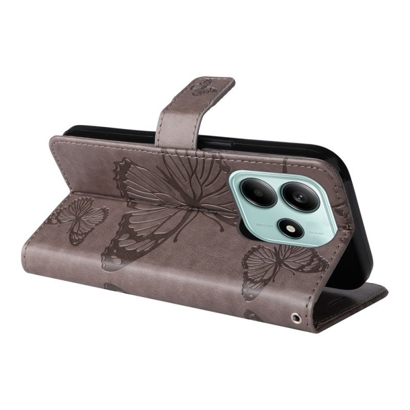 Δερματινη Θηκη Xiaomi Redmi Note 14 5g Γιγάντιες Πεταλούδες Με Λουράκι