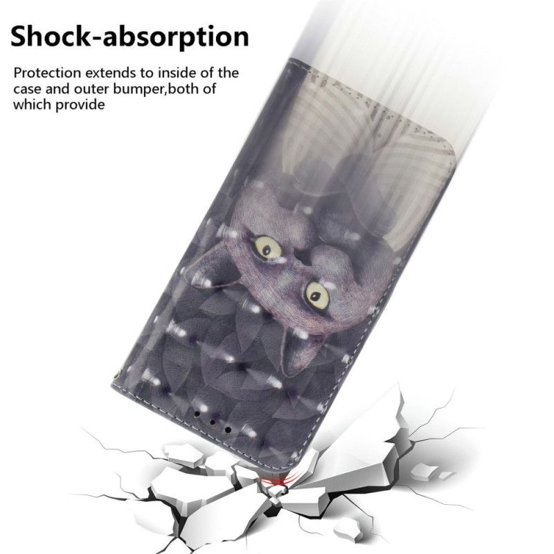 Δερματινη Θηκη Xiaomi Redmi Note 14 5g Γκρίζα Γάτα Με Κορδόνι