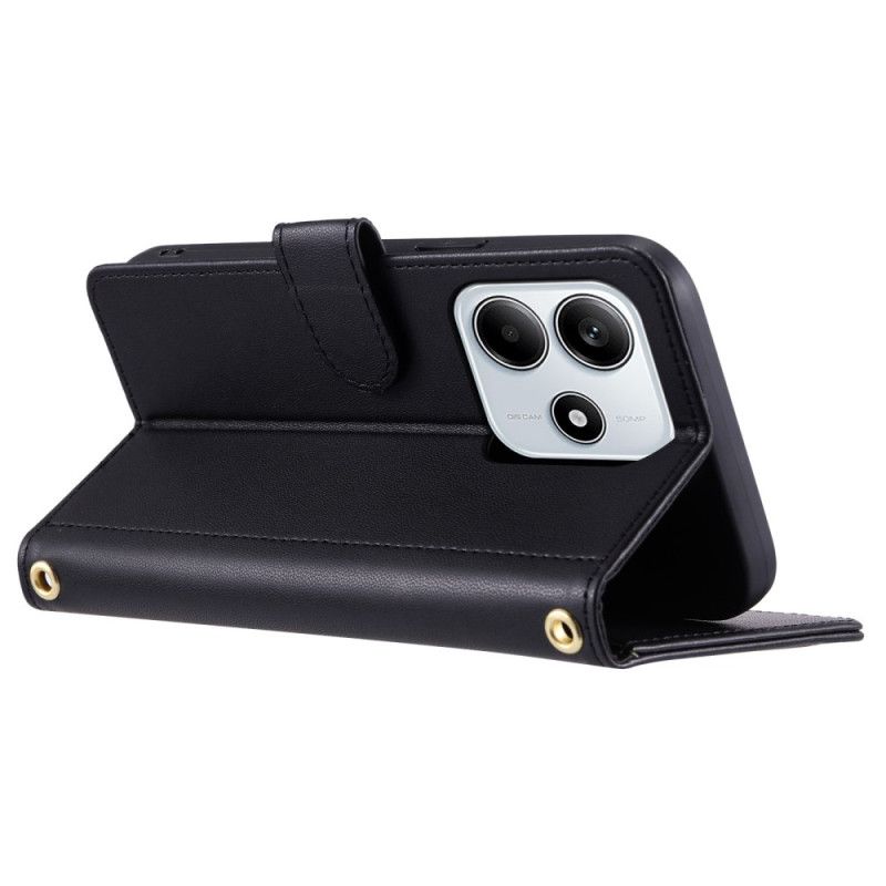 Δερματινη Θηκη Xiaomi Redmi Note 14 5g Καπιτονέ Με Λουρί Ώμου Και Λουρί