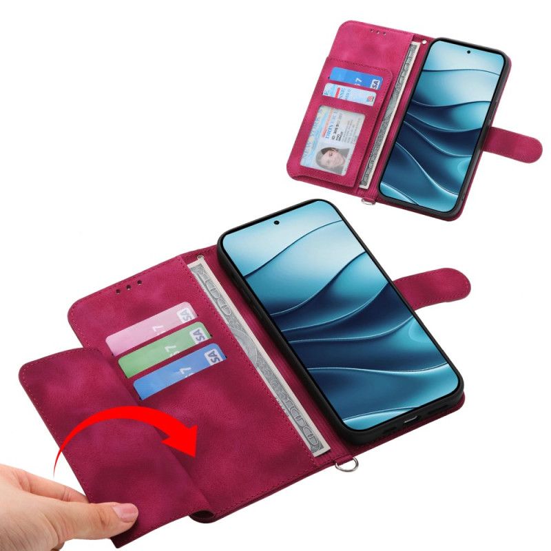 Δερματινη Θηκη Xiaomi Redmi Note 14 5g Πορτοφόλι Με Δαντελένιο Σχέδιο Με Λουρί Και Λουρί Ώμου