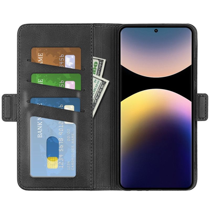 Δερματινη Θηκη Xiaomi Redmi Note 14 Pro 4g Διπλό Κούμπωμα Σιλικόνης