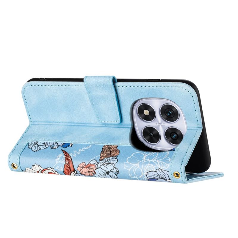 Δερματινη Θηκη Xiaomi Redmi Note 14 Pro 4g Γραφικά Λουλούδια Με Τιράντες Σιλικόνης