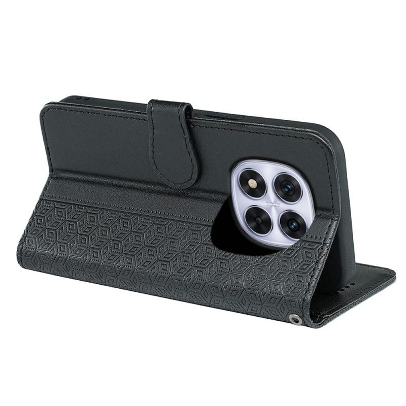 Δερματινη Θηκη Xiaomi Redmi Note 14 Pro 4g Κύβοι Με Περίγραμμα Και Τιράντες Σιλικόνης